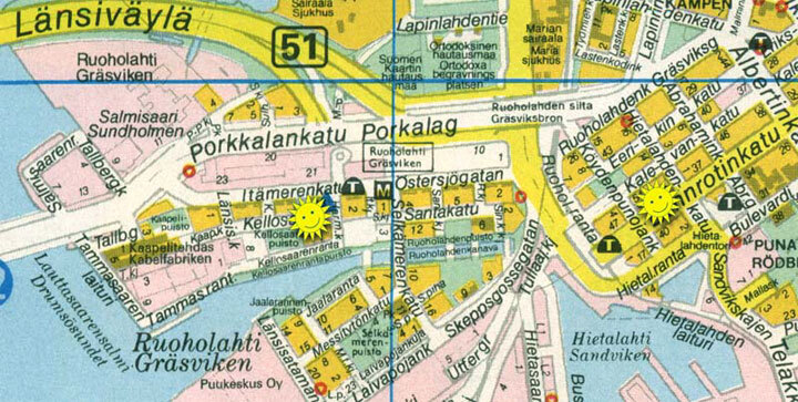 Map showing Carisma Dent in Ruoholahti, Helsinki.